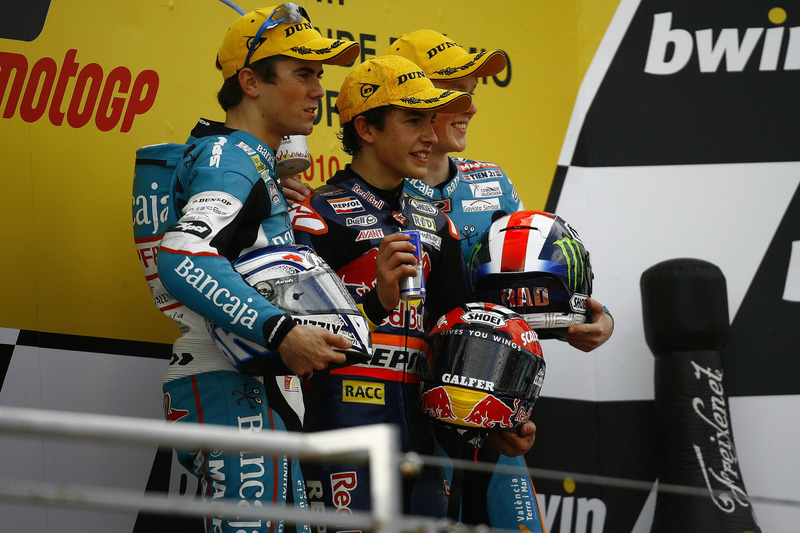 Podium : 1er Marc Márquez, 2e Nico Terol, 3e Bradley Smith
