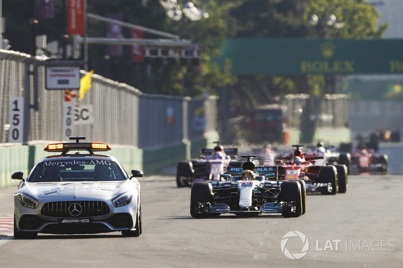 Lewis Hamilton, Mercedes AMG F1 W08 behind the safety car