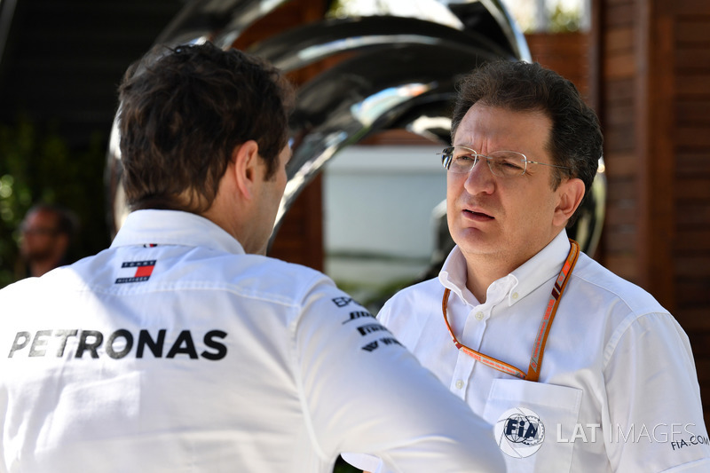 Toto Wolff, Mercedes AMG F1 Director of Motorsport and Nicholas Tombazis, FIA Head of Single-Seater Technical Matters