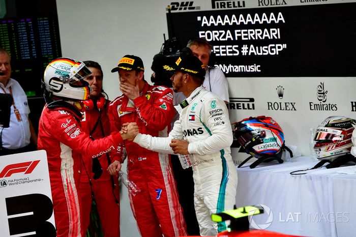 Sebastian Vettel, Ferrari et Lewis Hamilton, Mercedes-AMG F1 