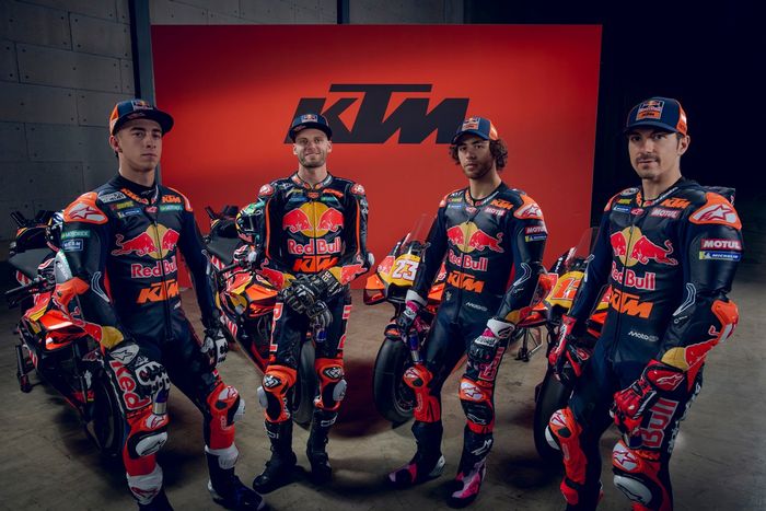 Pedro Acosta, Red Bull KTM Factory Racing, Brad Binder, Red Bull KTM Factory Racing, Enea Bastianini, Red Bull KTM Tech 3, Maverick Viñales, Red Bull KTM Tech 3
