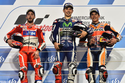 Podium: Racwinnaar Jorge Lorenzo, Movistar Yamaha MotoGP, Yamaha; tweede plaats Andrea Dovizioso, Du