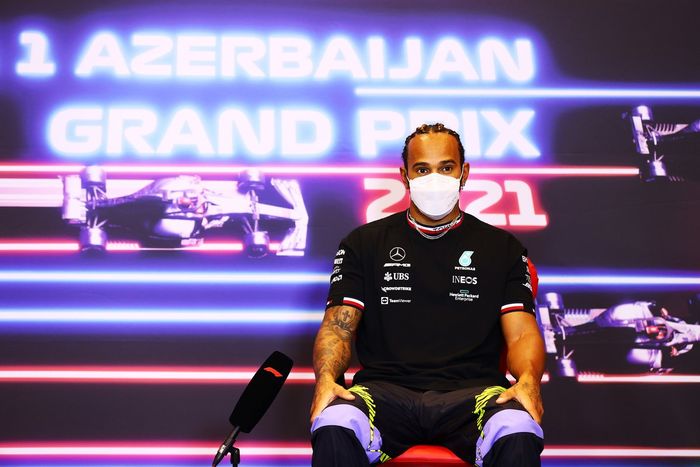 Lewis Hamilton, Mercedes en la conferencia de prensa
