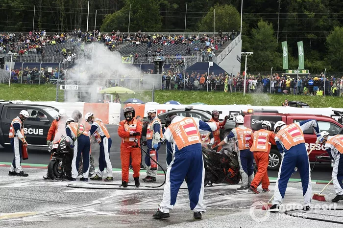 Incendio de las motos de Dani Pedrosa y Lorenzo Savadori