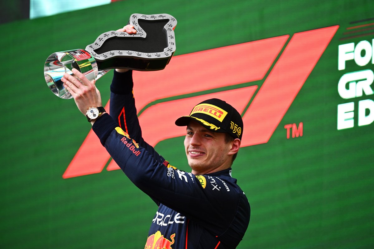 Podium: race winner Max Verstappen, Red Bull Racing