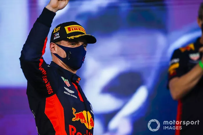 Podio: ganador de la carrera Max Verstappen, Red Bull Racing