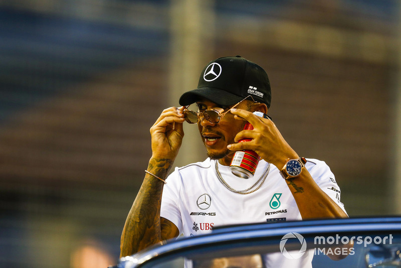 Lewis Hamilton, Mercedes AMG F1,en el desfile de pilotos