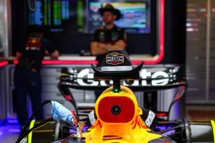 Red Bull Racing RB21 with a cowboy hat