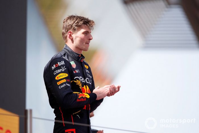 Podio: ganador Max Verstappen, Red Bull Racing