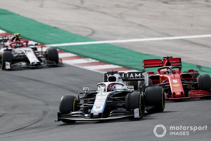 George Russell, Williams FW43, Sebastian Vettel, Ferrari SF1000, Antonio Giovinazzi, Alfa Romeo Racing C39