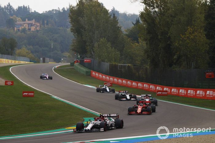 Antonio Giovinazzi, Alfa Romeo Racing C39, Sebastian Vettel, Ferrari SF1000, Kimi Raikkonen, Alfa Romeo Racing C39, Romain Grosjean, Haas VF-20, Nicholas Latifi, Williams FW43