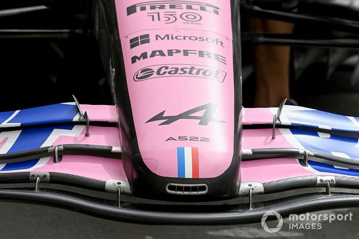 Alpine A522 detalle delantero
