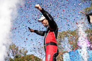 Antonio Felix da Costa, Porsche, 1st position, celebrates at the podium ceremony