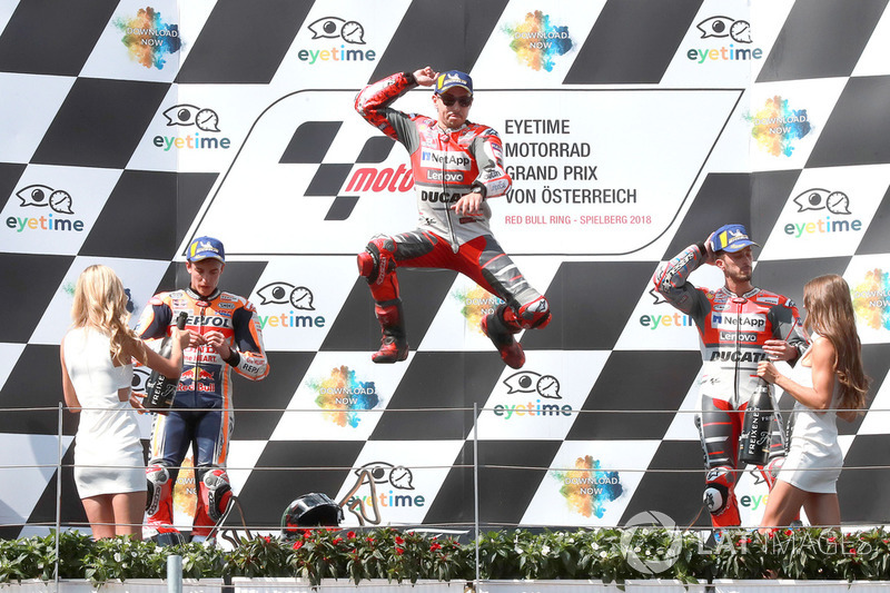 Podium: 1. Jorge Lorenzo, Ducati Team,2. Marc Marquez, Repsol Honda Team,3. Andrea Dovizioso, Ducati Team