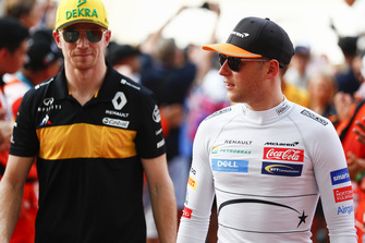 Stoffel Vandoorne, McLaren et Nico Hulkenberg, Renault Sport F1 Team