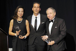 FIA President Jean Todt and his wife Michelle Yeoh accept the Humanitarian of the Year Award from the United Nations Association of New York
