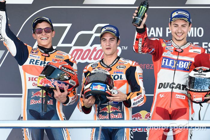 Podium: Ganador, Dani Pedrosa, Repsol Honda Team, segundo, Marc Marquez, Repsol Honda Team, tercero, Jorge Lorenzo, Ducati Team