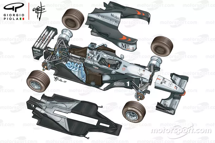 Vista detalla del McLaren MP4-14 1999 