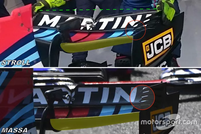 Comparaison de l'aileron arrière de la Williams FW40