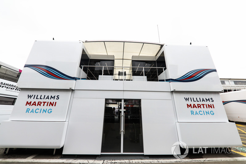 The Williams team's motorhome and hospitality area