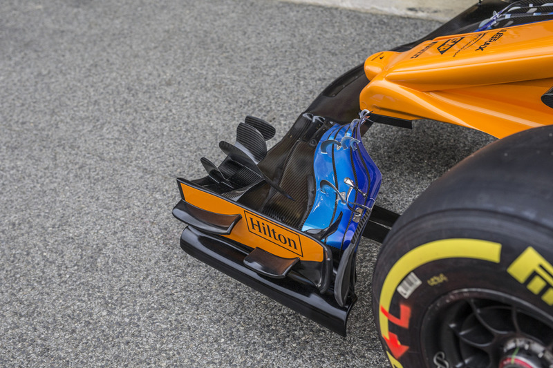 McLaren MCL33 detalle de la nariz y el ala frontal