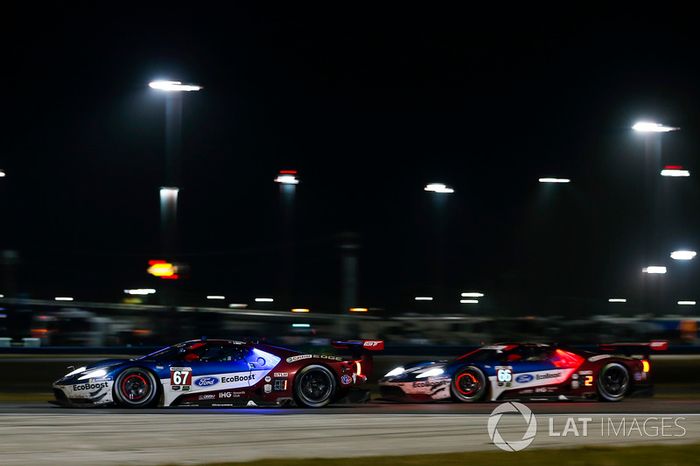 #67 Chip Ganassi Racing Ford GT, GTLM: Ryan Briscoe, Richard Westbrook, Scott Dixon #66 Chip Ganassi Racing Ford GT, GTLM: Dirk Müller, Joey Hand, Sébastien Bourdais