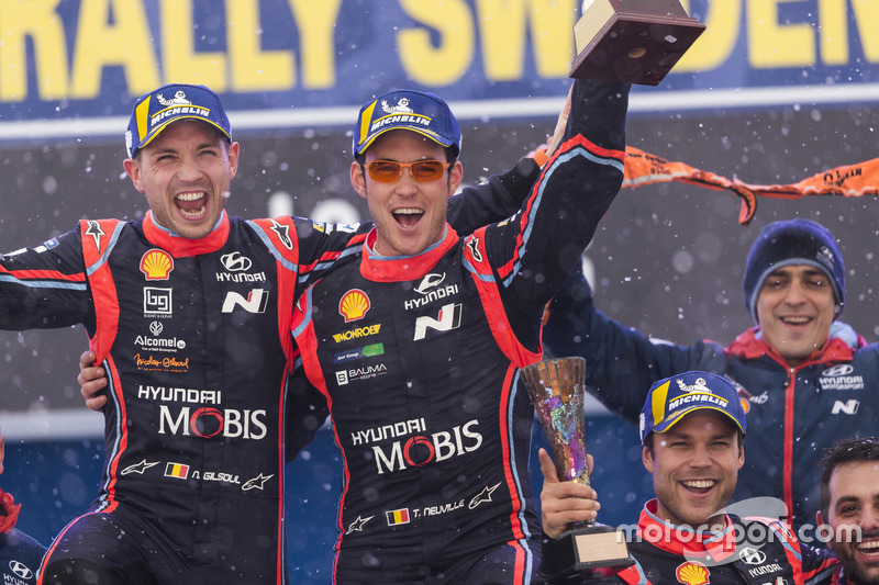 Los ganadores del Rally de Suecia 2018: Neuville, Nicolas Gilsoul, Hyundai i20 WRC, Hyundai Motorspo