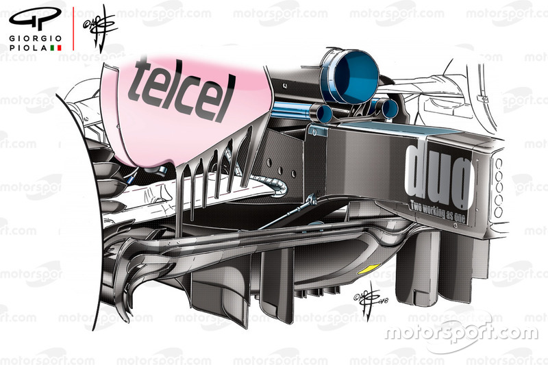 Nouveau diffuseur de la Force India VJM11, GP de Chine