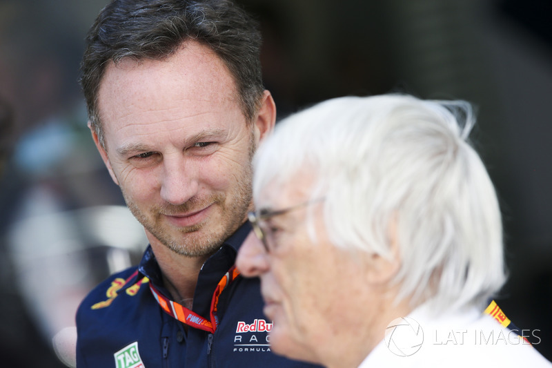 Christian Horner, Team Principal, Red Bull Racing, Bernie Ecclestone, président d'honneur de la Formule 1