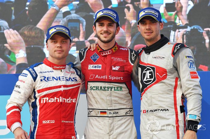 Podio: ganador de la carrera Daniel Abt, Audi Sport ABT Schaeffler, segundo lugar Felix Rosenqvist, Mahindra Racing, tercer puesto Edoardo Mortara, Venturi Fórmula E