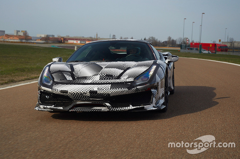 Valentino Rossi is testing the Ferrari 488 Pista