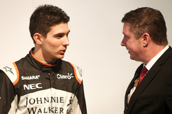 Esteban Ocon and David Croft at the Sahara Force India launch