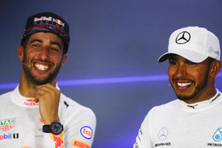 Press conference: race winner Lewis Hamilton, Mercedes AMG F1, second place Daniel Ricciardo, Red Bull Racing