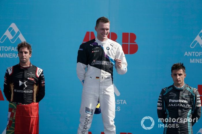 Podio: ganador de la carrera Maximilian Günther, BMW I Andretti Motorsports, segundo lugar Antonio Felix da Costa, DS Techeetah,y el tercer lugar Mitch Evans, Jaguar Racing