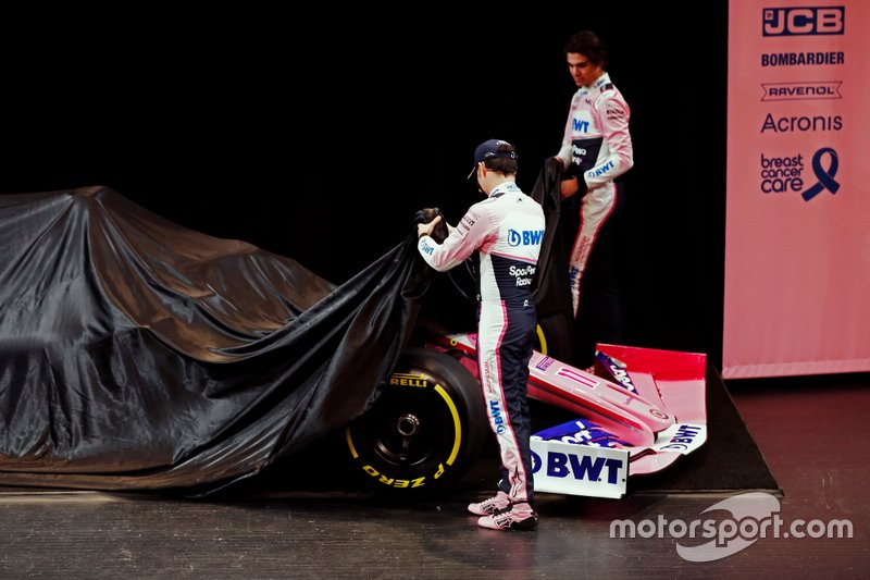 Sergio Perez, Racing Point, Lance Stroll, Racing Point alla presentazione della livrea Racng Point
