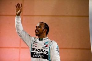 Lewis Hamilton, Mercedes AMG F1, 1st position, celebrates on the podium