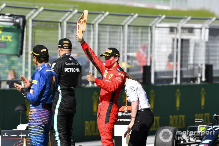 Podio: el segundo lugar Charles Leclerc, Ferrari