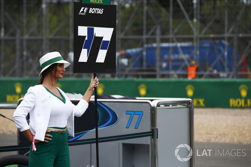 Grid girl for Valtteri Bottas, Mercedes AMG F1