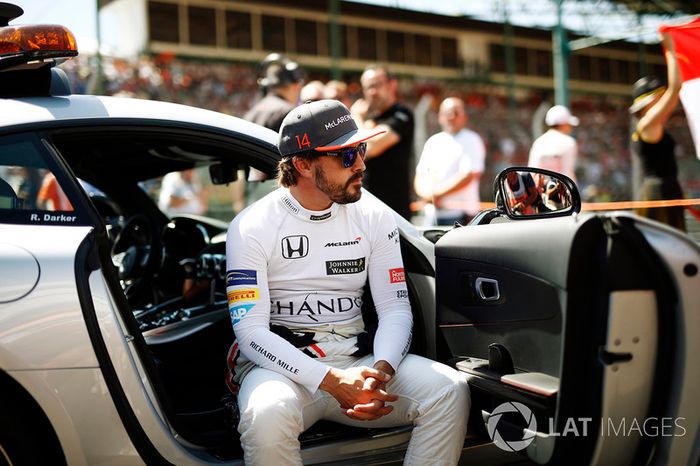  Fernando Alonso, McLaren, sits in an official car