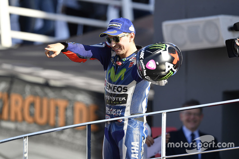 Podium: ganador, Jorge Lorenzo, Yamaha Factory Racing