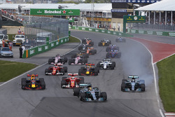 Lewis Hamilton, Mercedes AMG F1 W08, Valtteri Bottas, Mercedes AMG F1 W08, lead the field away at the start of the race