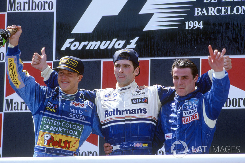 Podium: 1. Damon Hill, 2. Michael Schumacher, 3. Mark Blundell