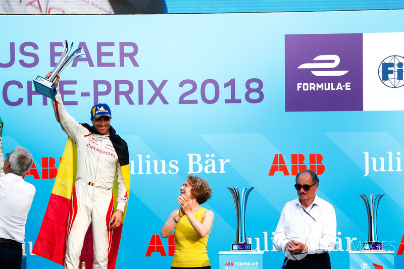 Lucas di Grassi, Audi Sport ABT Schaeffler, wins the Zurich ePrix, with Sam Bird, DS Virgin Racing,