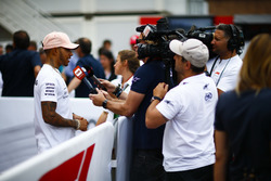Lewis Hamilton, Mercedes AMG F1, talks to the media