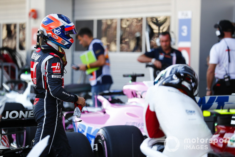 Romain Grosjean, Haas F1 Team, in Parc Ferme