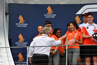 Ross Brawn, Formula One Managing Director of Motorsports with F1 in Schools on the podium