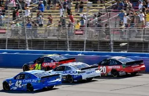 Kyle Larson, Chip Ganassi Racing, Chevrolet Camaro Credit One Bank, Ty Dillon, Germain Racing, Chevrolet Camaro GEICO, Erik Jones, Joe Gibbs Racing, Toyota Camry Craftsman and William Byron, Hendrick Motorsports, Chevrolet Camaro Axalta