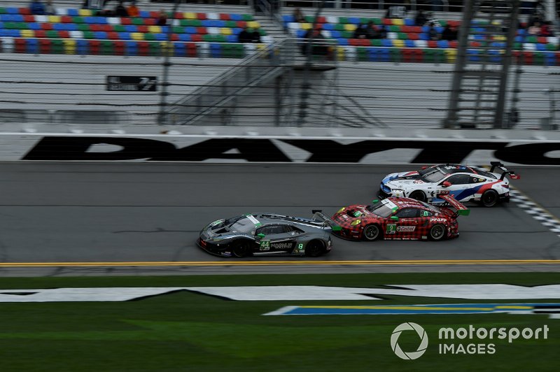 #44 Magnus Racing Lamborghini Huracan GT3, GTD: John Potter, Andy Lally, Spencer Pumpelly, Marco Mapelli, #9 PFAFF Motorsports Porsche 911 GT3 R, GTD: Scott Hargrove, Zacharie Robichon, Lars Kern, Dennis Olsen, #24 BMW Team RLL BMW M8 GTE, GTLM: Jesse Krohn, John Edwards, Chaz Mostert, Alex Zanardi