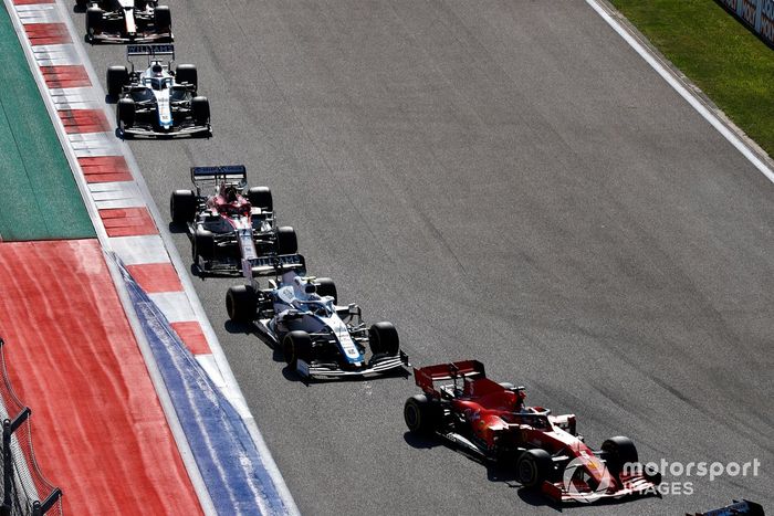 Sebastian Vettel, Ferrari SF1000, Nicholas Latifi, Williams FW43, Kimi Raikkonen, Alfa Romeo Racing C39, George Russell, Williams FW43, Alex Albon, Red Bull Racing RB16