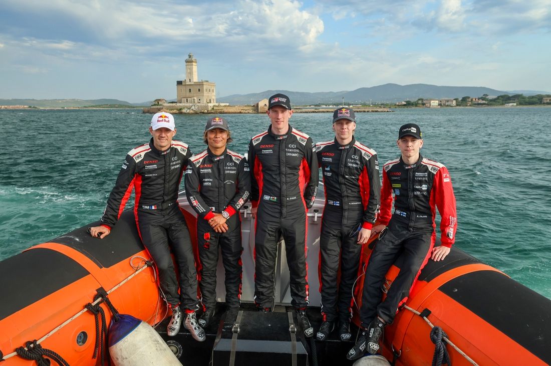 Sébastien Ogier, Toyota Gazoo Racing WRT, Takamoto Katsuta, Toyota Gazoo Racing WRT, Elfyn Evans, Toyota Gazoo Racing WRT, Kalle Rovanperä, Toyota Gazoo Racing WRT, Sami Pajari, Toyota Gazoo Racing WRT.